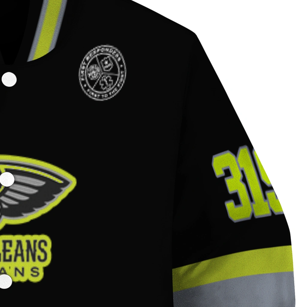 customized new orleans pelicans heartbeat accent black green varsity jacket premium grade customized new orleans pelicans heartbeat accent black green varsity jacket premium grade