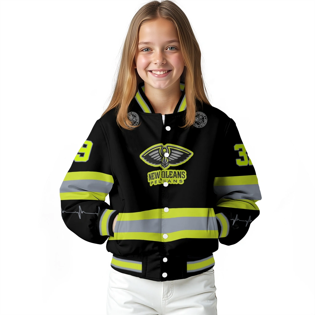 customized new orleans pelicans heartbeat accent black green varsity jacket top rated customized new orleans pelicans heartbeat accent black green varsity jacket top rated