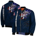 customized new orleans pelicans patriotic claw marks navy bomber jacket best selling