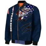 customized new orleans pelicans patriotic claw marks navy bomber jacket best selling