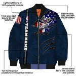customized new orleans pelicans patriotic claw marks navy bomber jacket best selling