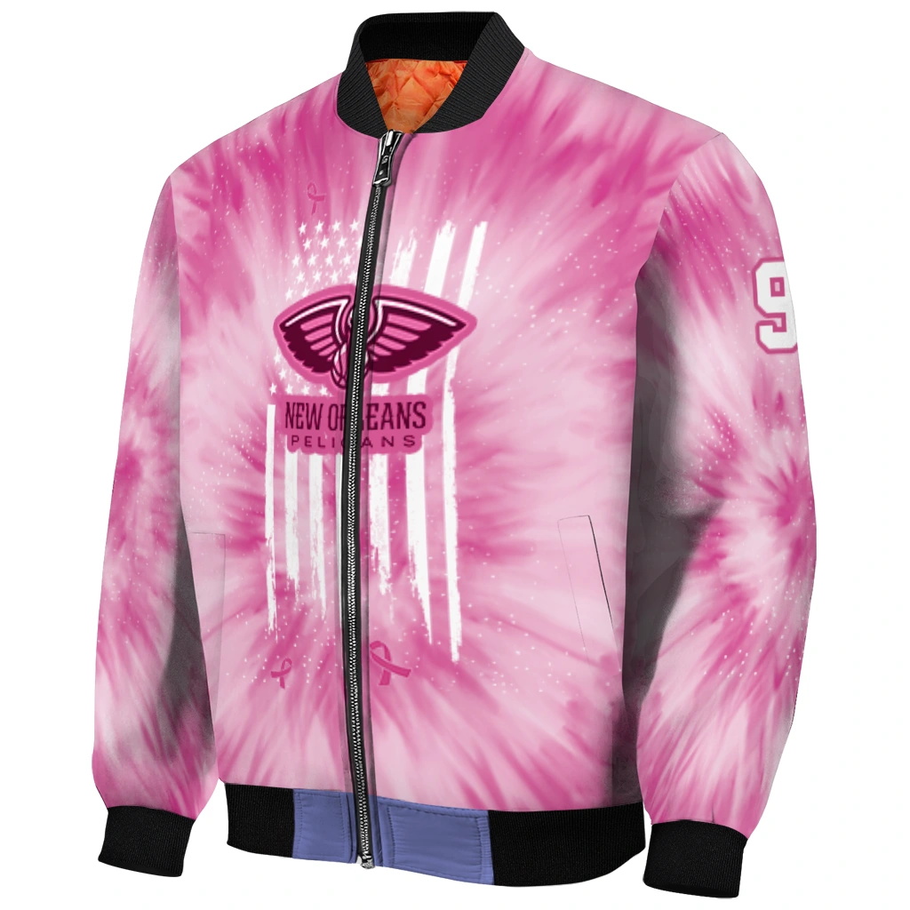 customized new orleans pelicans pink tie dye pink bomber jacket fashion forward customized new orleans pelicans pink tie dye pink bomber jacket fashion forward