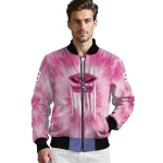customized new orleans pelicans pink tie dye pink bomber jacket best selling