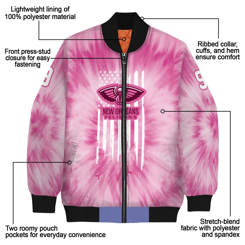 customized new orleans pelicans pink tie dye pink bomber jacket new arrival customized new orleans pelicans pink tie dye pink bomber jacket new arrival