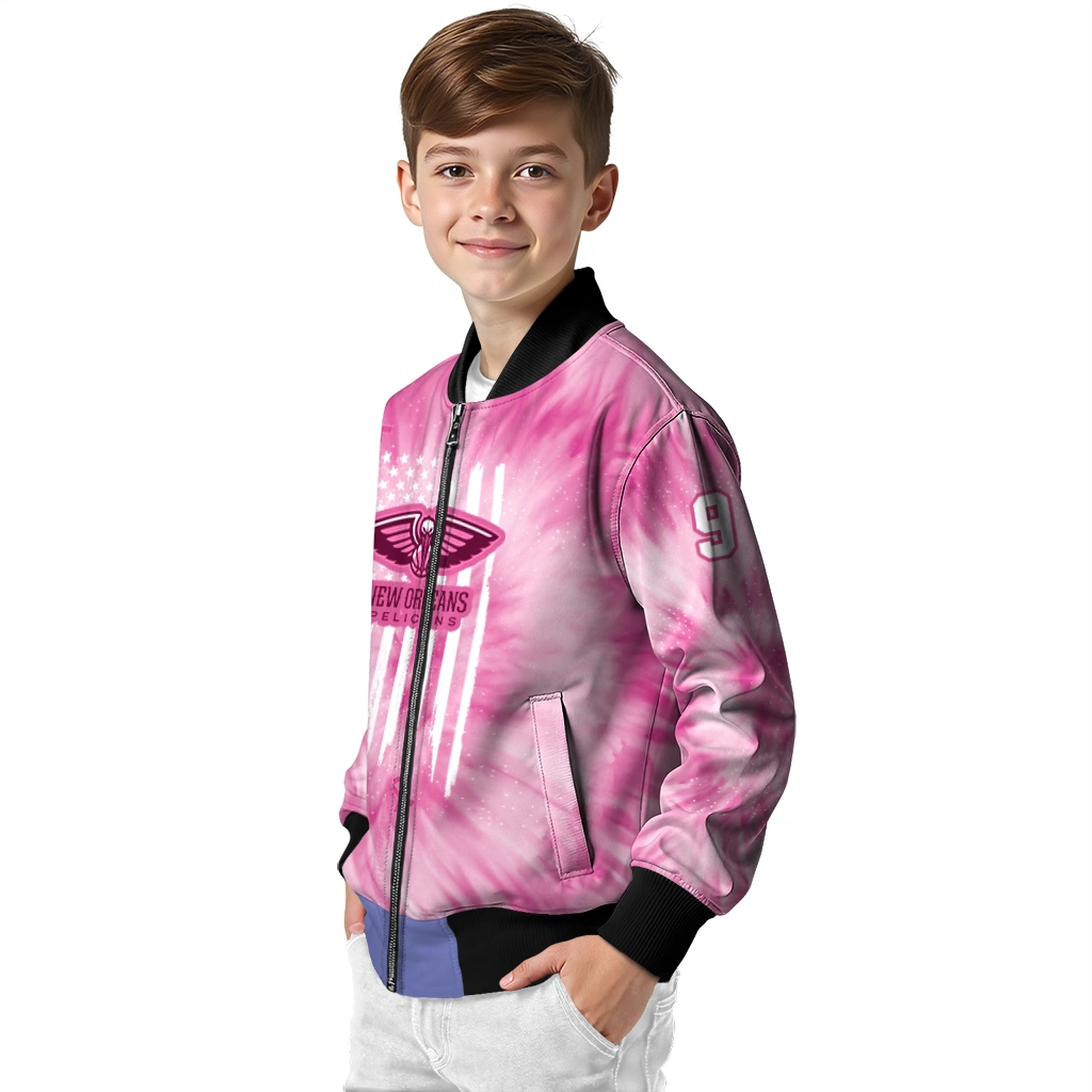 customized new orleans pelicans pink tie dye pink bomber jacket trendy customized new orleans pelicans pink tie dye pink bomber jacket trendy