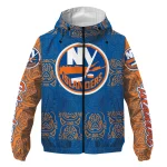 customized new york islanders cat eyes blue windbreaker jacket best selling