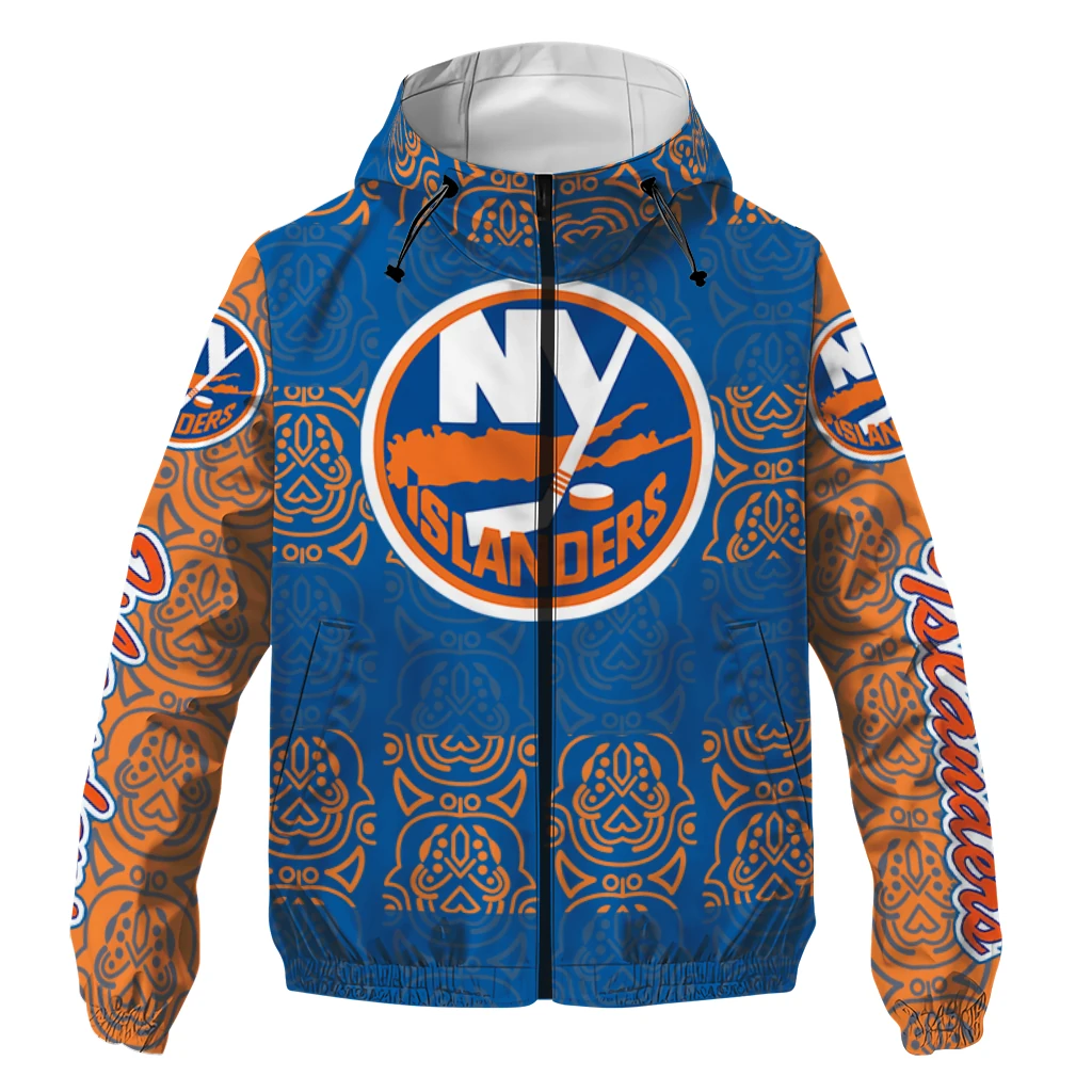 customized new york islanders cat eyes blue windbreaker jacket best selling customized new york islanders cat eyes blue windbreaker jacket best selling