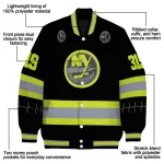 customized new york islanders heartbeat accent black green varsity jacket best selling