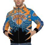 customized new york knicks brick motion blue black windbreaker jacket best selling