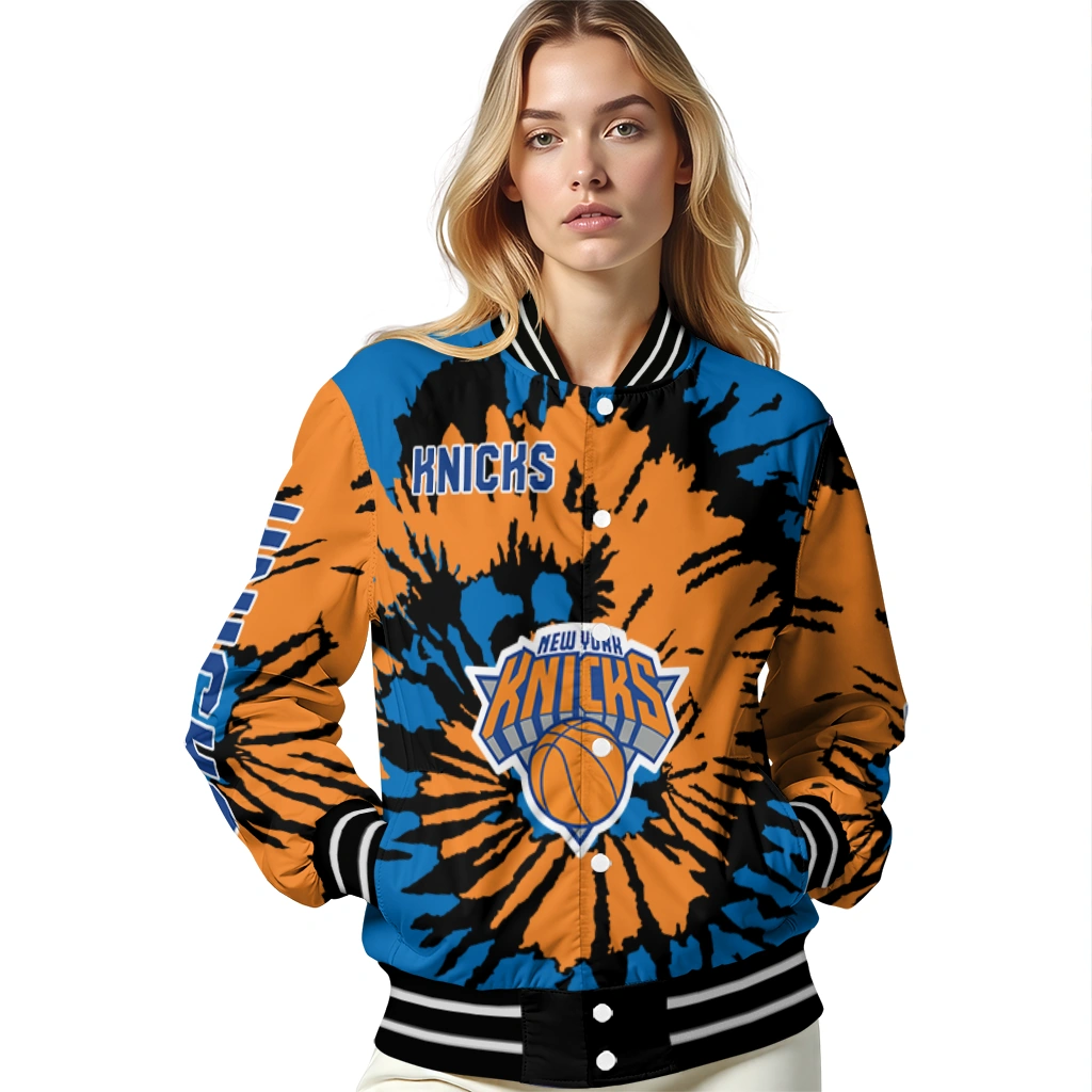 customized new york knicks burst splatter blue varsity jacket latest model customized new york knicks burst splatter blue varsity jacket latest model
