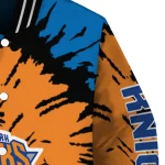 customized new york knicks burst splatter blue varsity jacket best selling