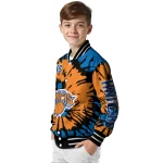 customized new york knicks burst splatter blue varsity jacket best selling