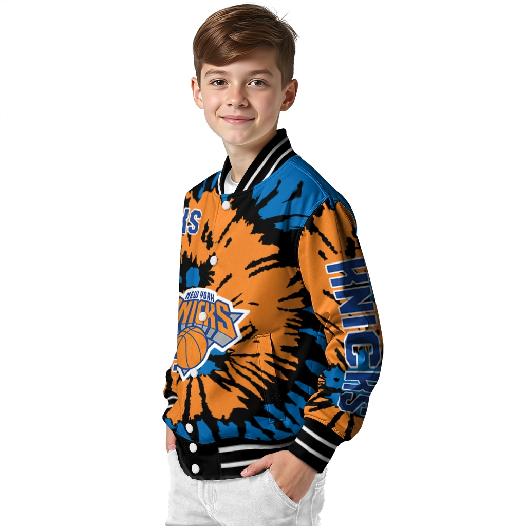 customized new york knicks burst splatter blue varsity jacket trendy customized new york knicks burst splatter blue varsity jacket trendy