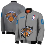 customized new york knicks claw accent grey bomber jacket best selling