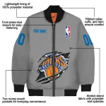 customized new york knicks claw accent grey bomber jacket best selling