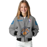 customized new york knicks claw accent grey bomber jacket best selling