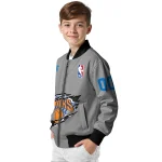 customized new york knicks claw accent grey bomber jacket best selling
