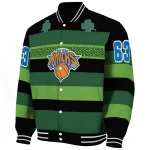 customized new york knicks clover green lines green black varsity jacket best selling