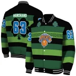 customized new york knicks clover green lines green black varsity jacket best selling