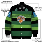customized new york knicks clover green lines green black varsity jacket best selling