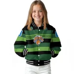 customized new york knicks clover green lines green black varsity jacket best selling