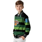 customized new york knicks clover green lines green black varsity jacket best selling