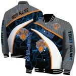 customized new york knicks electric flash blue varsity jacket best selling