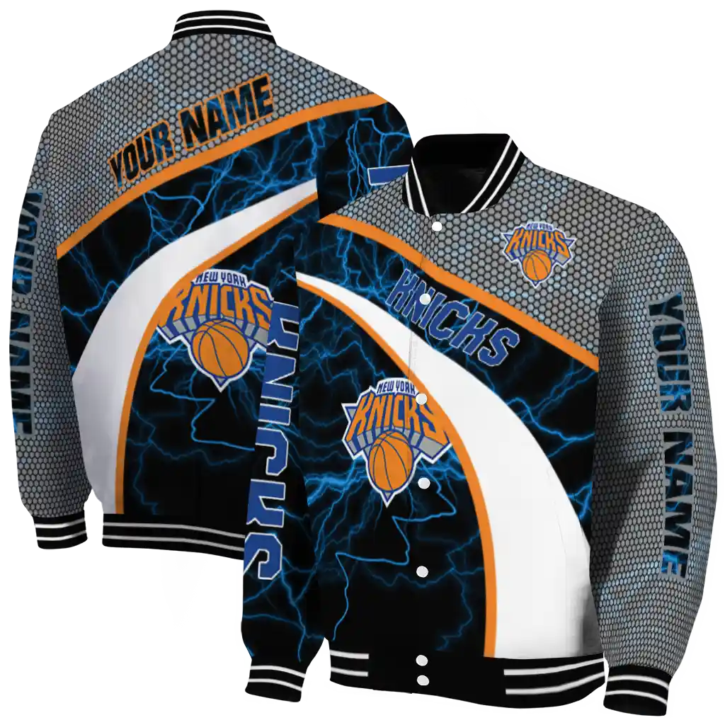 customized new york knicks electric flash blue varsity jacket fashion forward customized new york knicks electric flash blue varsity jacket fashion forward