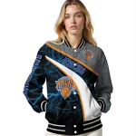 customized new york knicks electric flash blue varsity jacket best selling