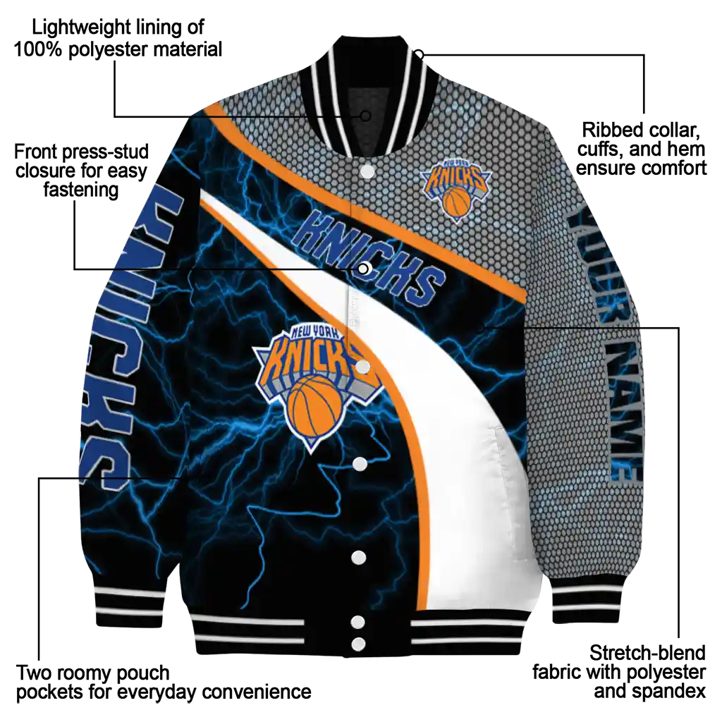 customized new york knicks electric flash blue varsity jacket new arrival customized new york knicks electric flash blue varsity jacket new arrival