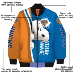 customized new york knicks snoopy head blue bomber jacket best selling