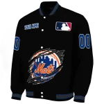 customized new york mets claw fragment black varsity jacket best selling