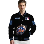 customized new york mets claw fragment black varsity jacket best selling