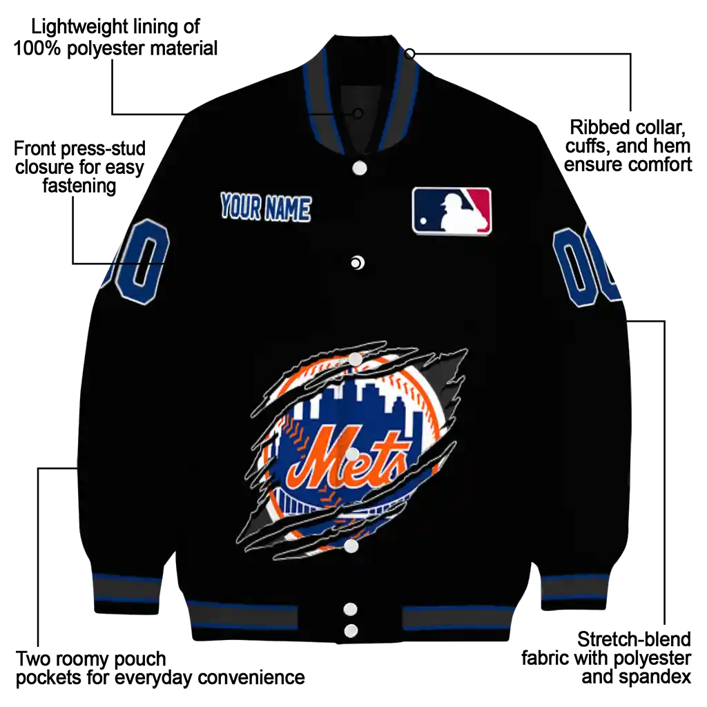 customized new york mets claw fragment black varsity jacket new arrival customized new york mets claw fragment black varsity jacket new arrival