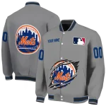 customized new york mets claw rend grey varsity jacket best selling