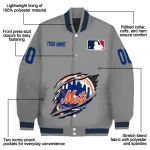 customized new york mets claw rend grey varsity jacket best selling