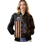customized new york mets flag wood brown bomber jacket best selling