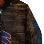 customized new york mets flag wood brown bomber jacket best selling