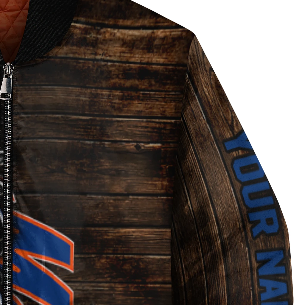 customized new york mets flag wood brown bomber jacket premium grade customized new york mets flag wood brown bomber jacket premium grade