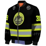 customized new york mets heartbeat accent black green bomber jacket best selling
