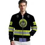 customized new york mets heartbeat accent black green bomber jacket best selling