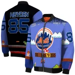 customized new york mets mario blocks blue black bomber jacket best selling
