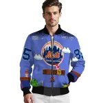 customized new york mets mario blocks blue black bomber jacket best selling