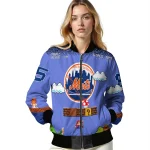 customized new york mets mario blocks blue black bomber jacket best selling