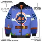 customized new york mets mario blocks blue black bomber jacket best selling