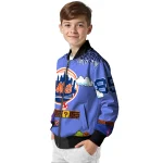 customized new york mets mario blocks blue black bomber jacket best selling