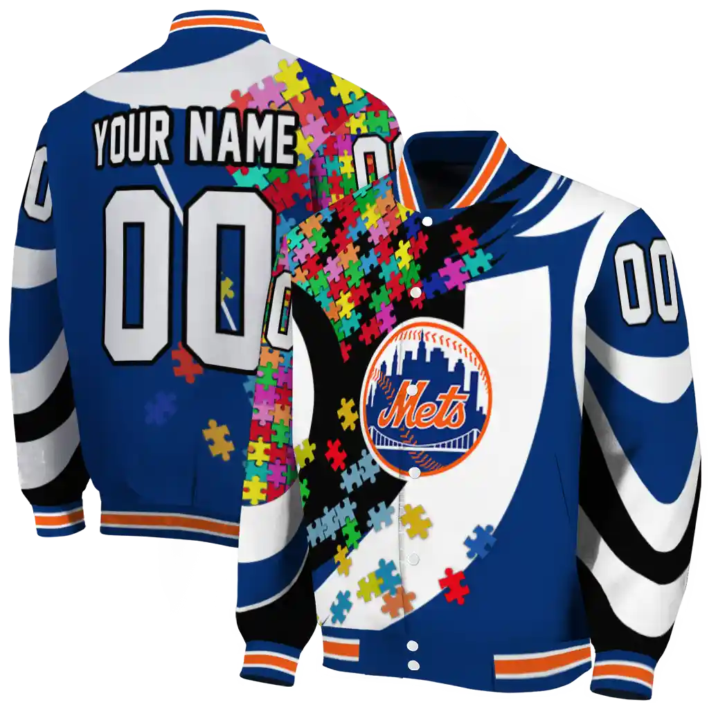 customized new york mets stars and stripes slashes blue varsity jacket fashion forward customized new york mets stars and stripes slashes blue varsity jacket fashion forward