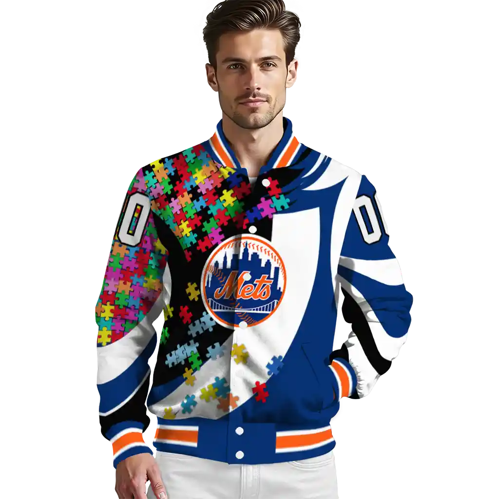 customized new york mets stars and stripes slashes blue varsity jacket high quality customized new york mets stars and stripes slashes blue varsity jacket high quality
