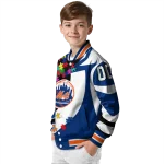 customized new york mets stars and stripes slashes blue varsity jacket best selling