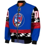 customized new york rangers skull stripe blue black bomber jacket best selling